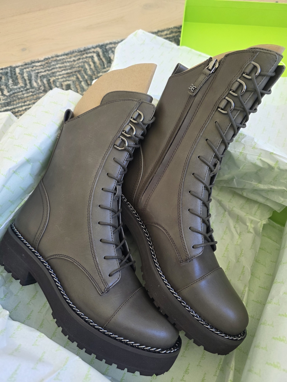 Sam Edelman Lenley Alpine Green Combat Boots 6M NWT